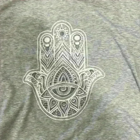 Miken Flow Hamsa Hand Evil Eye Grey Sweatshirt size 1x - Picture 2 of 5